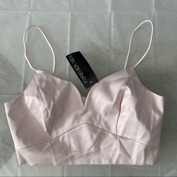 NWT Satin Blush Pink Bralet Crop Top Bra Small - Picture 1 of 14